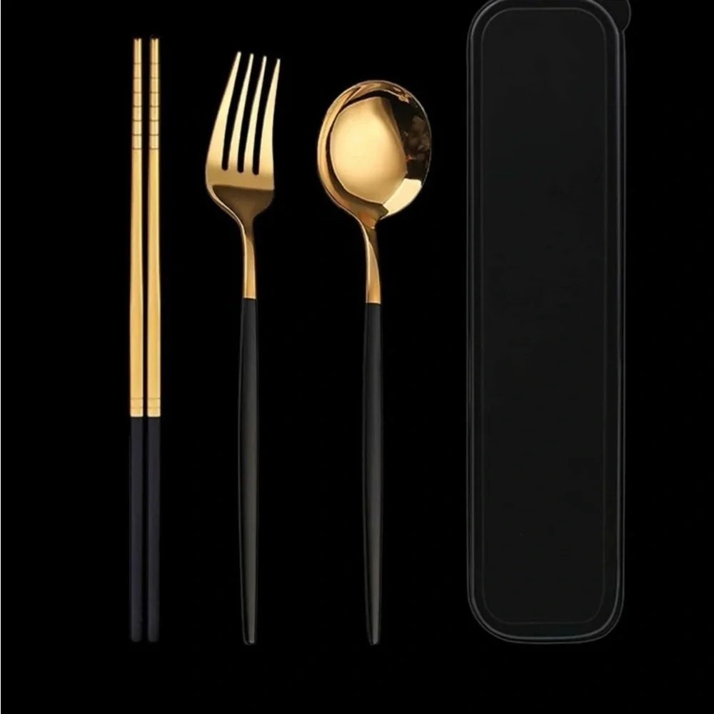 Cutlery Three-piece Stainless Steel Portable Spoon Fork Chopsticks Set